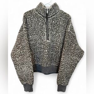 Women's‎ Express Oversized Teddy Sherpa Quarter Zip Crop Sweatshirt XL